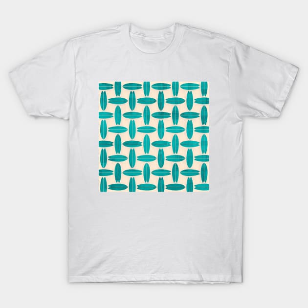 Teal Surfboard Pattern T-Shirt by AKdesign